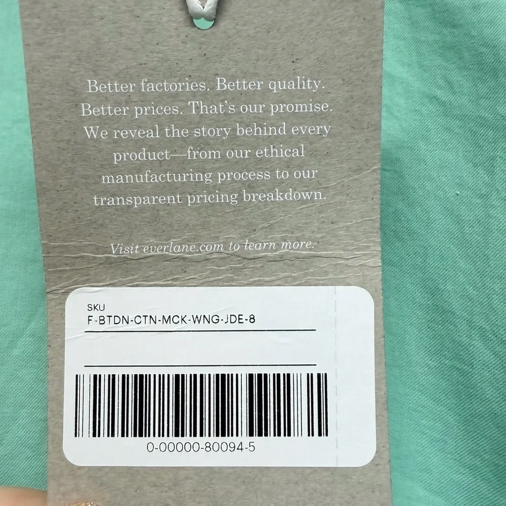 NWT EVERLANE The Wing Shoulder Mock Neck Ruffle Long Sleeve Blouse Green Size 8 - Picture 9 of 11